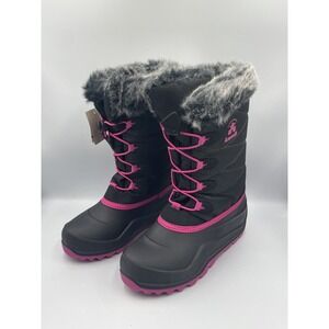 Kamik Snowangel Winter Boots Kids US 6 Black Rose Waterproof Insulated Mid-Calf